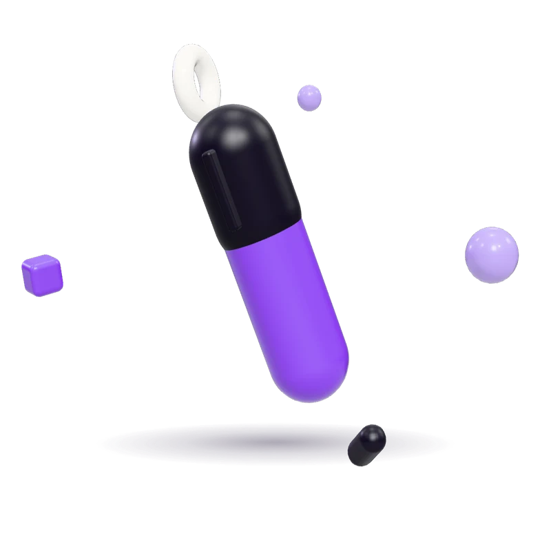 A glossy violet toy felt marker with its black cap on