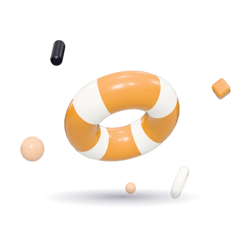 A glossy amber toy rubber ring with white stripes