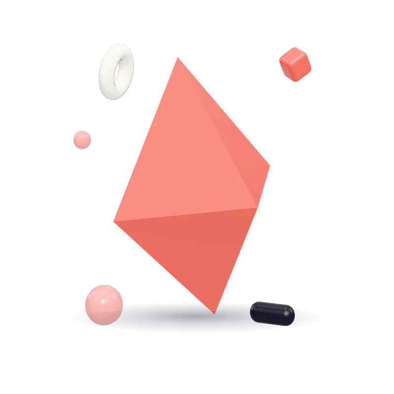 A glossy coral toy gem, cut as a tall eight-sided crystal